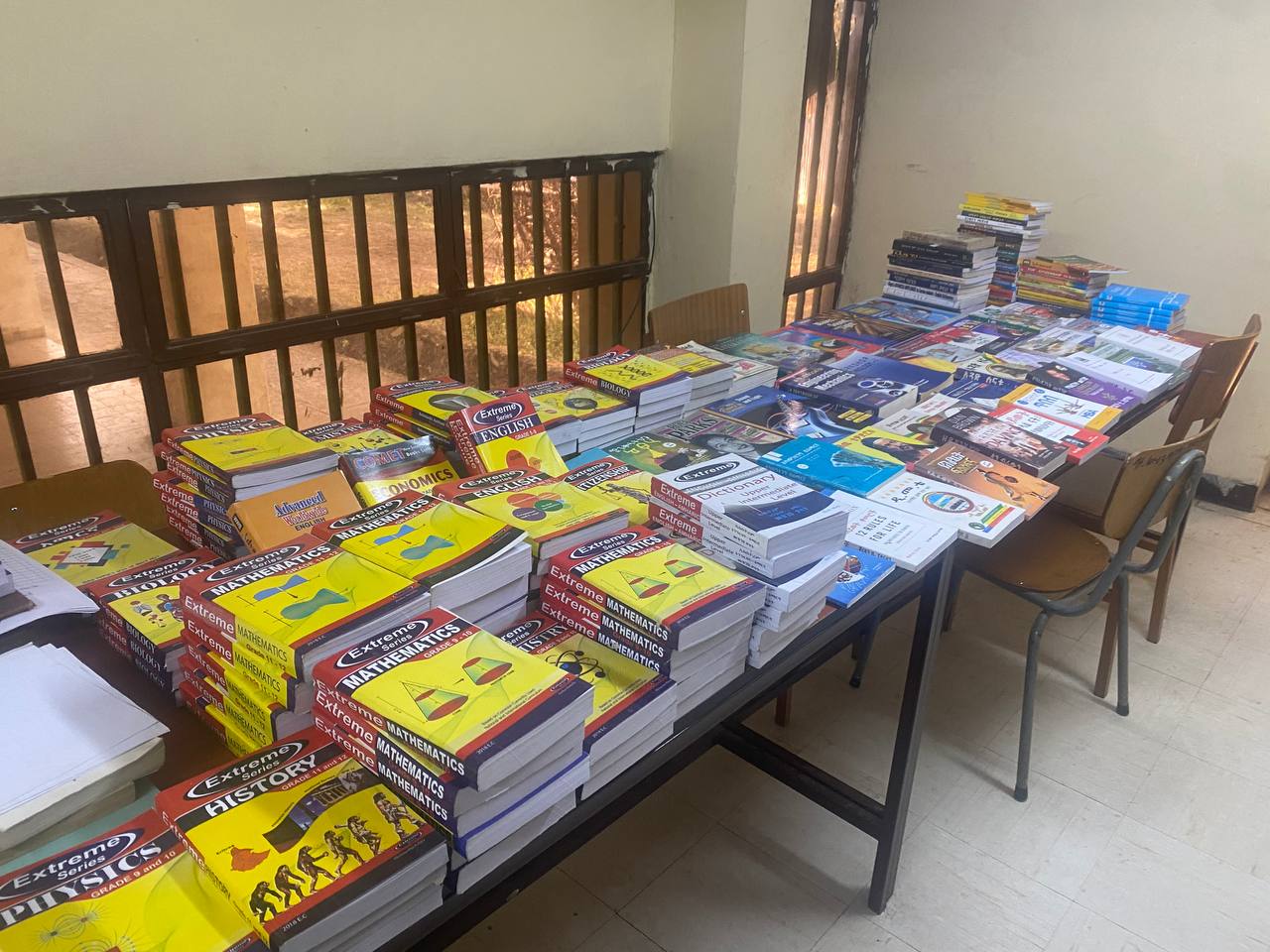 Donated educational books prepared for Gondar Public Library